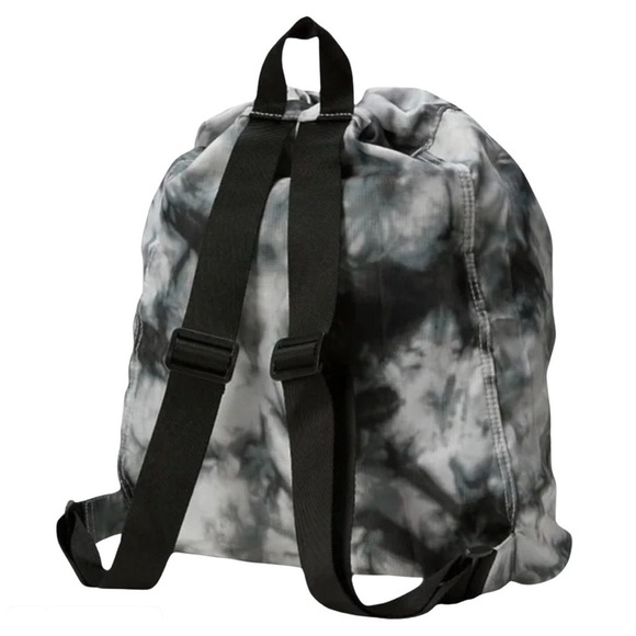 Victoria’s Secret PINK Packable Backpack Belt Bag Black/Gray Abstract Tie Dye - Picture 2 of 11